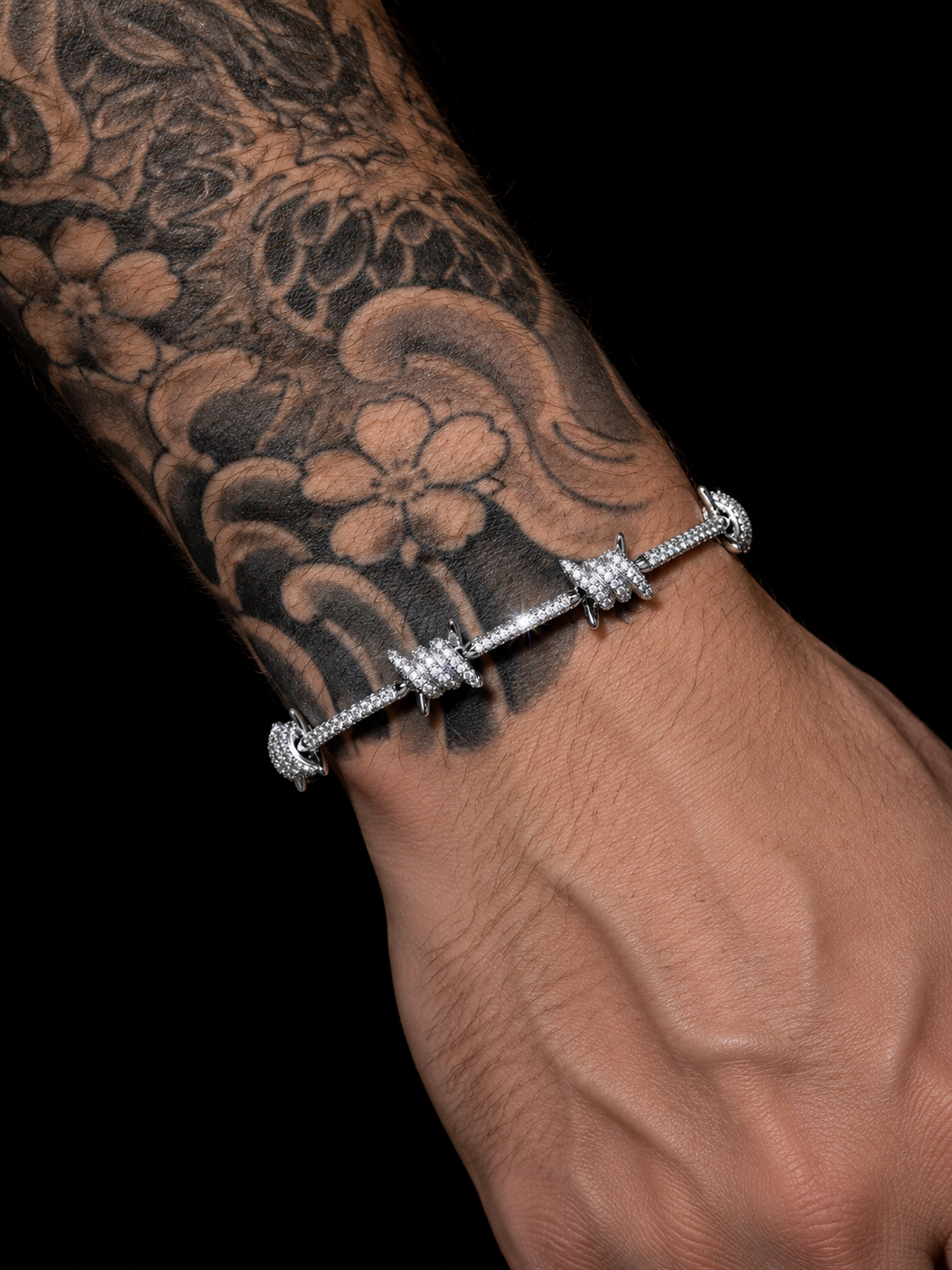 Iced out barbed bracelet