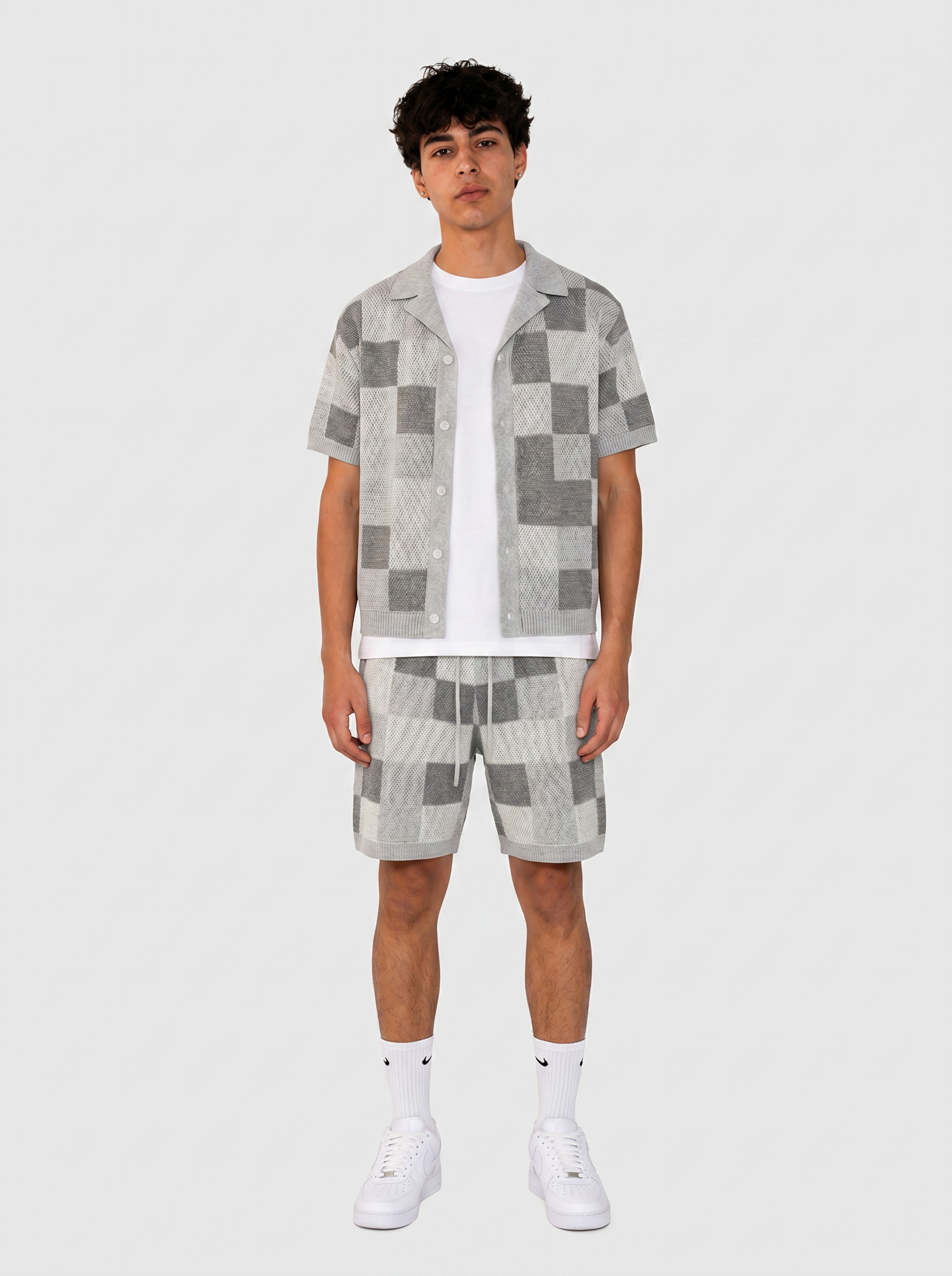 Ensemble chemise & short jacquard damier